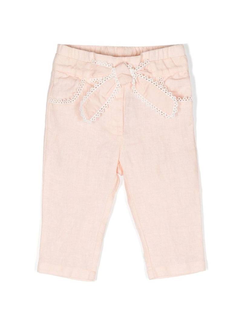 Chloé Kids tie-waist straight trousers - Pink von Chloé Kids