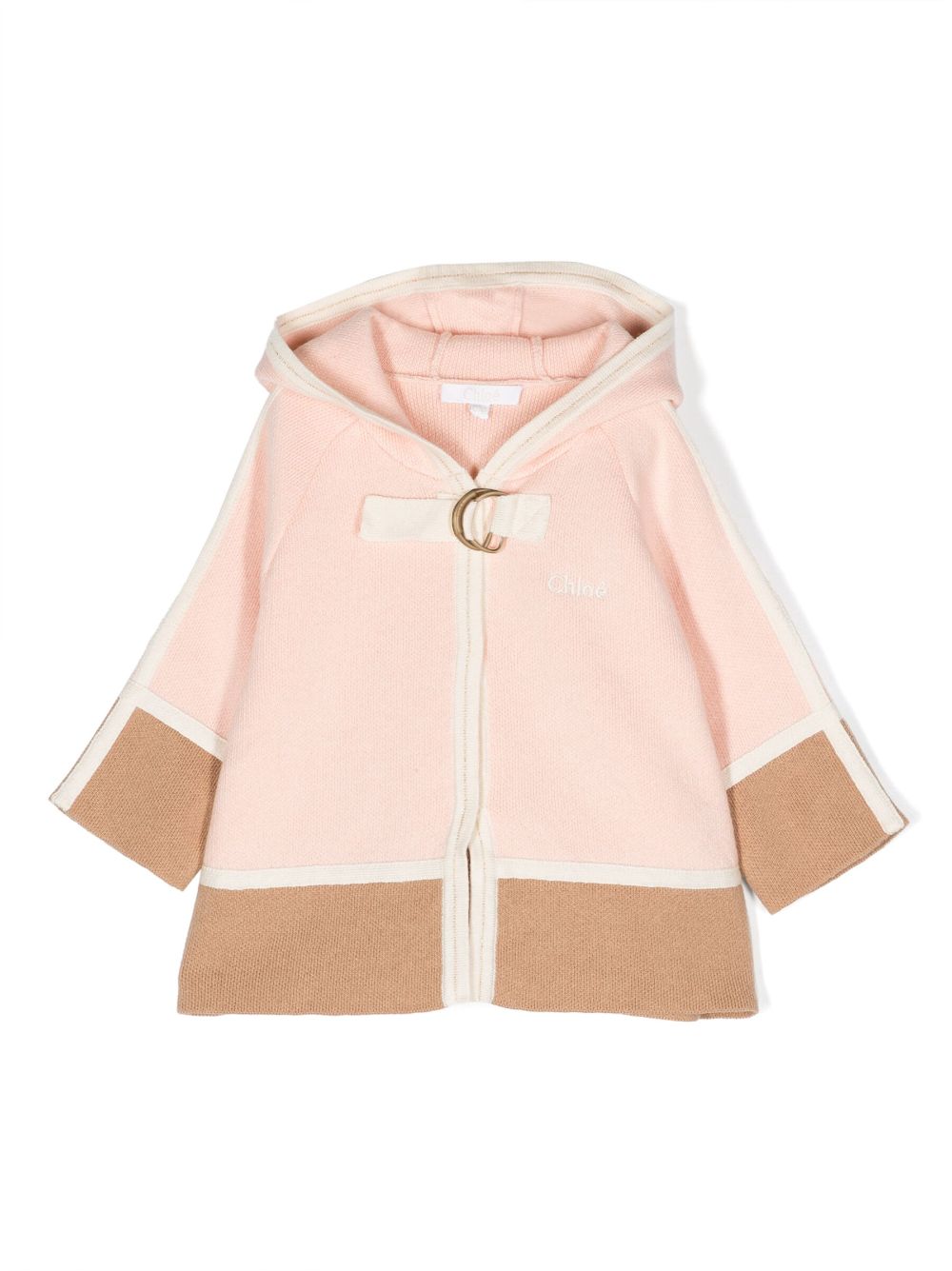 Chloé Kids two-tone knitted coat - Neutrals von Chloé Kids