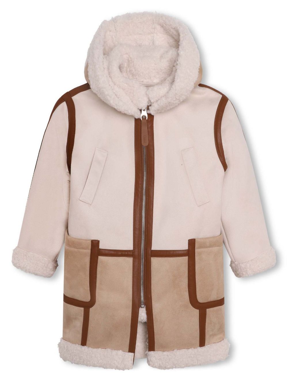 Chloé Kids two-tone zip-up hooded coat - Neutrals von Chloé Kids