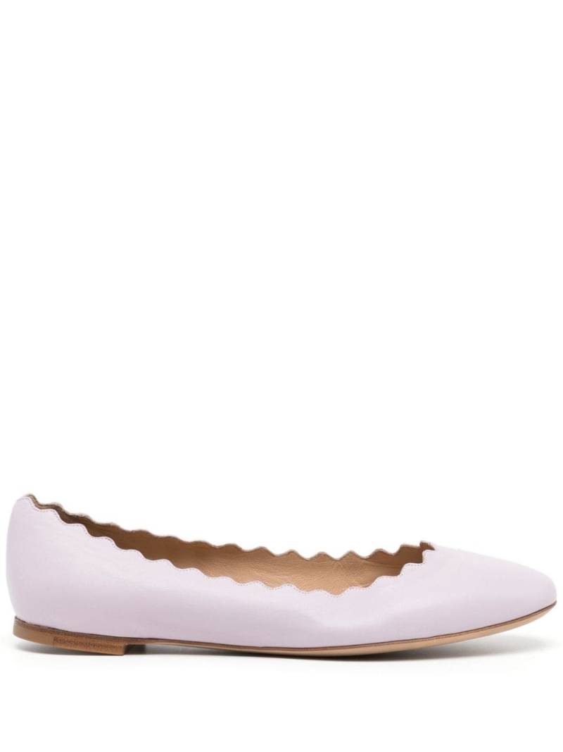 Chloé Lauren scallop-edge leather ballerina shoes - Purple von Chloé