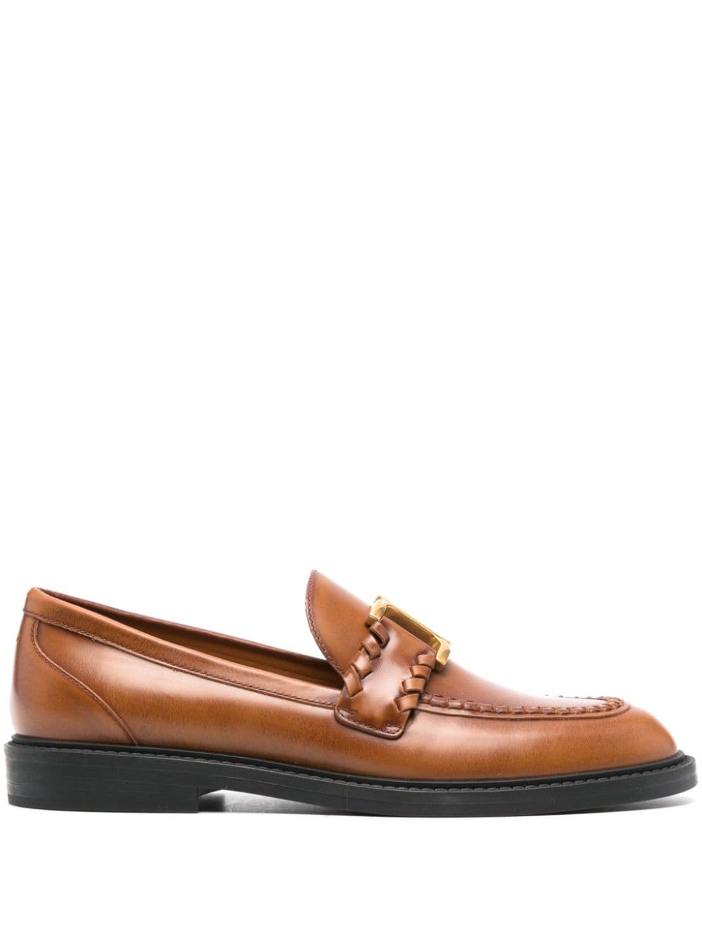 Chloé Marcie almond-toe leather loafers - Brown von Chloé