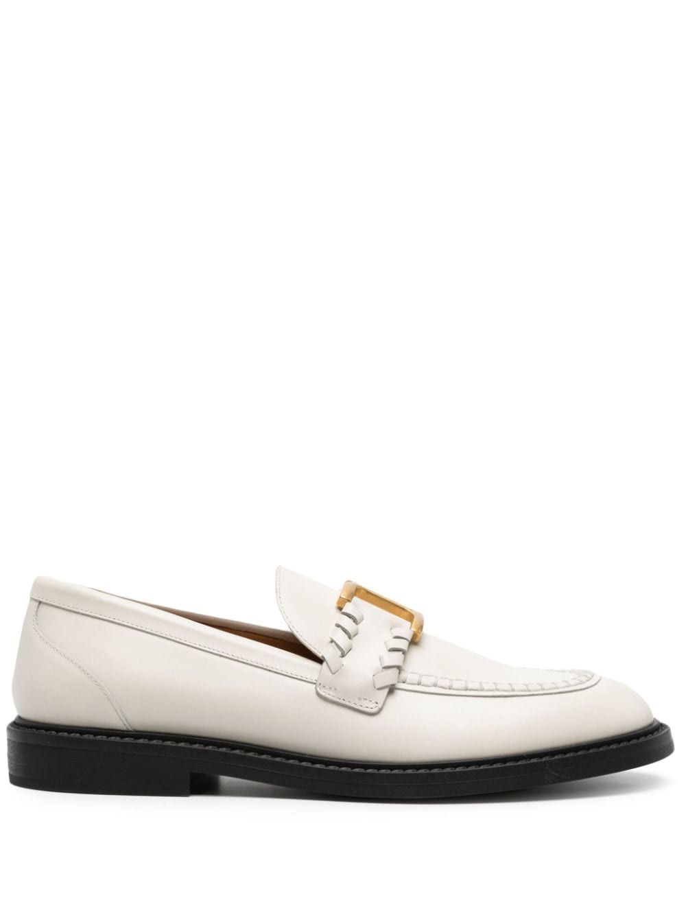 Chloé Marcie embellished leather loafers - White von Chloé