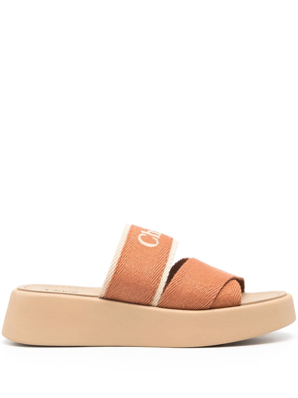 Chloé Mila logo-embroidered slides - Brown von Chloé