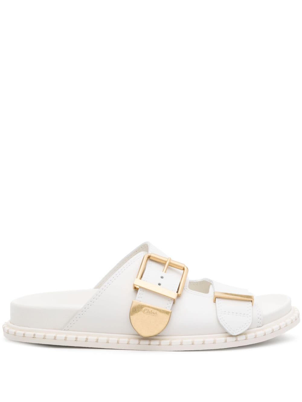 Chloé Rebecca leather slides - White von Chloé