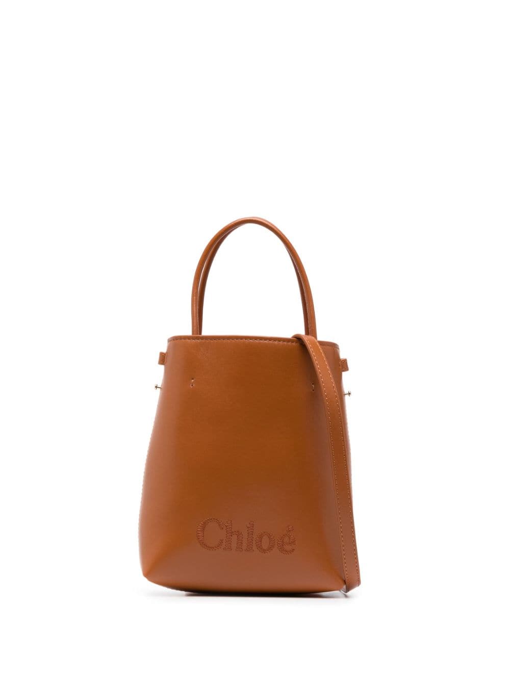 Chloé Sense embroidered-logo leather mini bag - Brown von Chloé