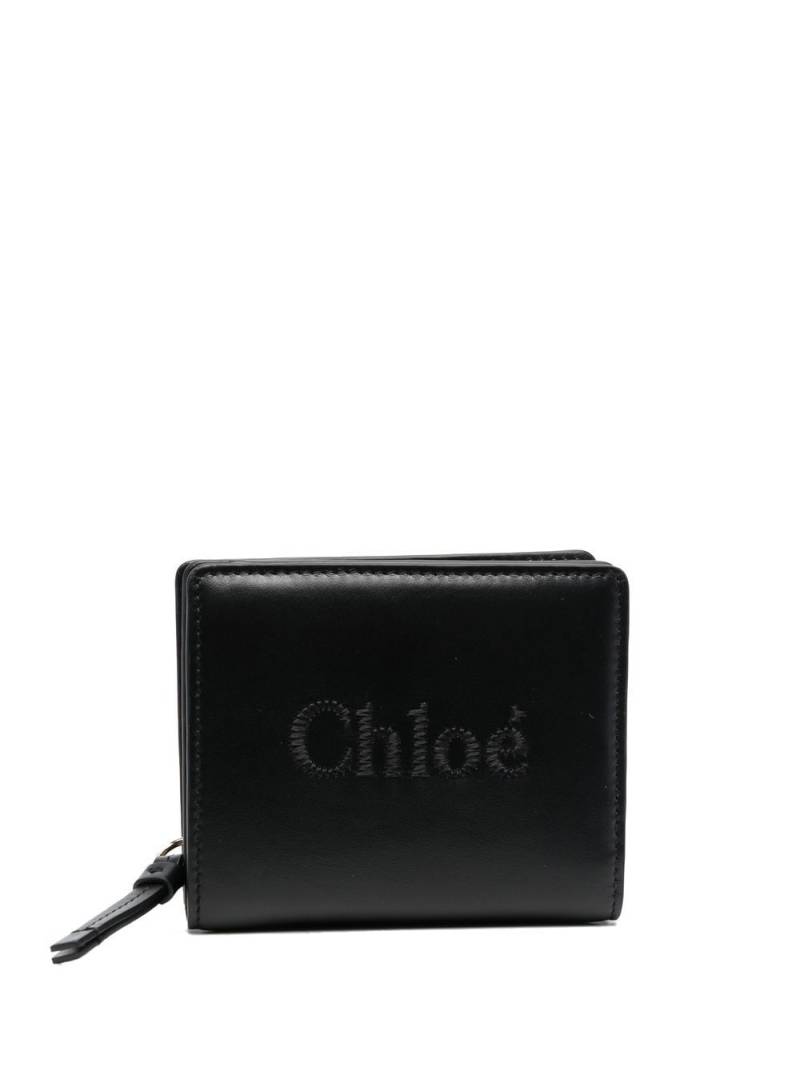 Chloé Sense logo-embroidered leather wallet - Black von Chloé