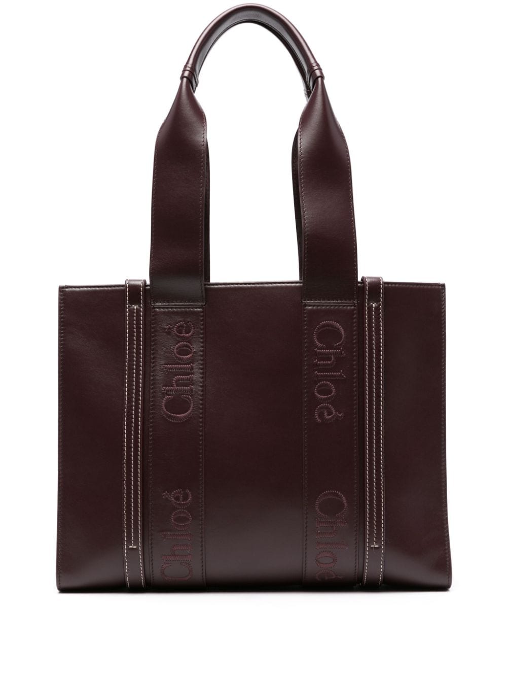 Chloé Woody leather tote bag - Red von Chloé