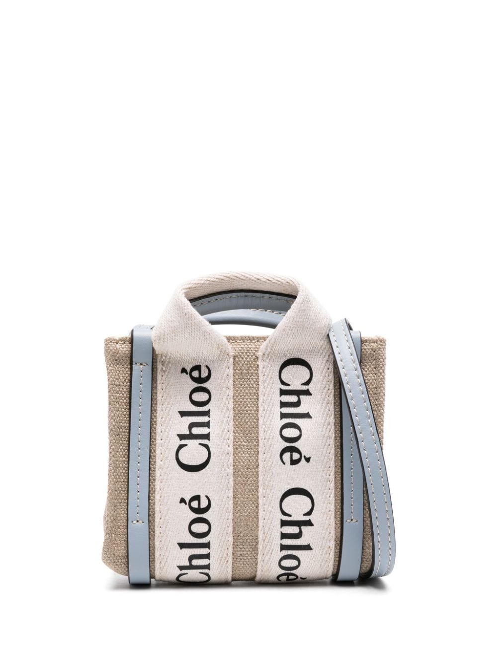 Chloé Woody linen mini bag - Neutrals von Chloé