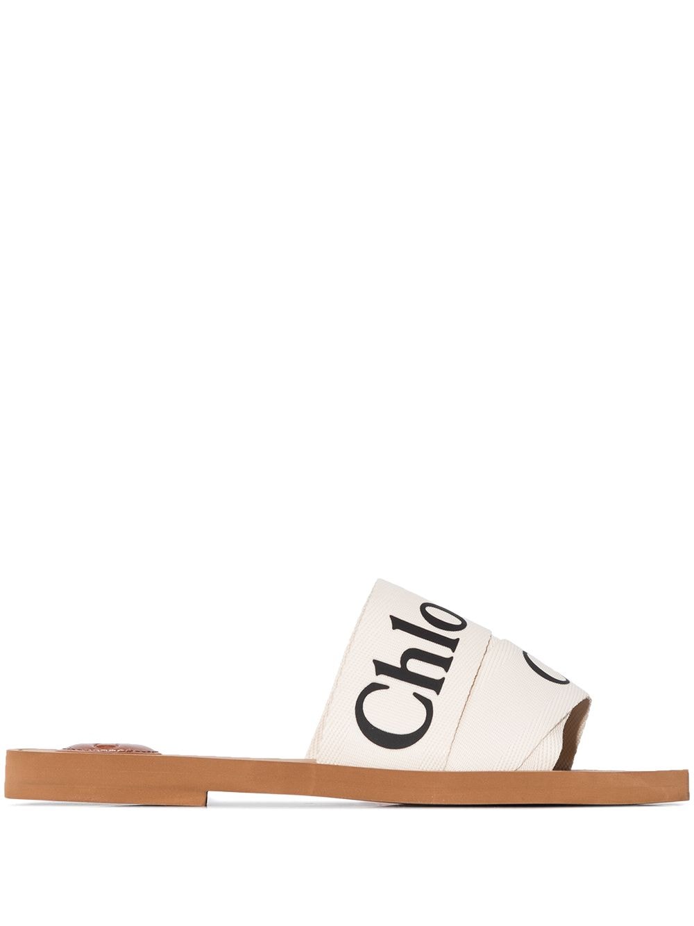 Chloé Woody logo strap slides - White von Chloé