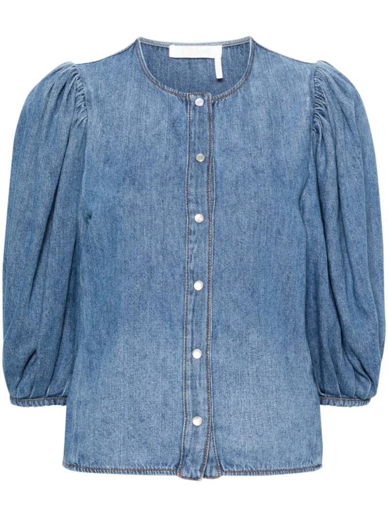 Chloé balloon-sleeve denim shirt - Blue von Chloé