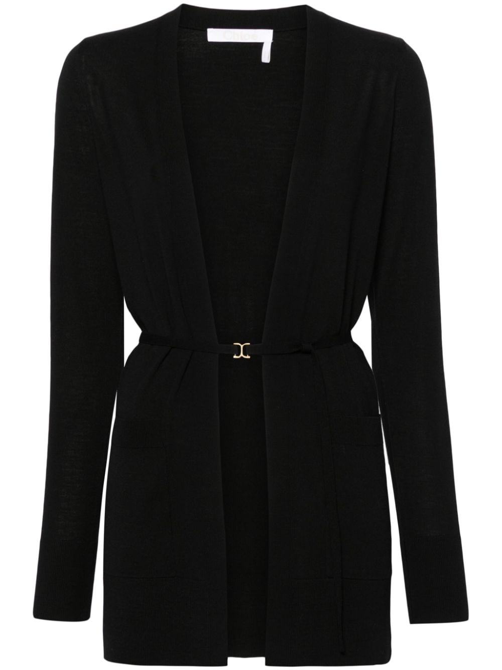 Chloé belted fine-knit cardigan - Black von Chloé