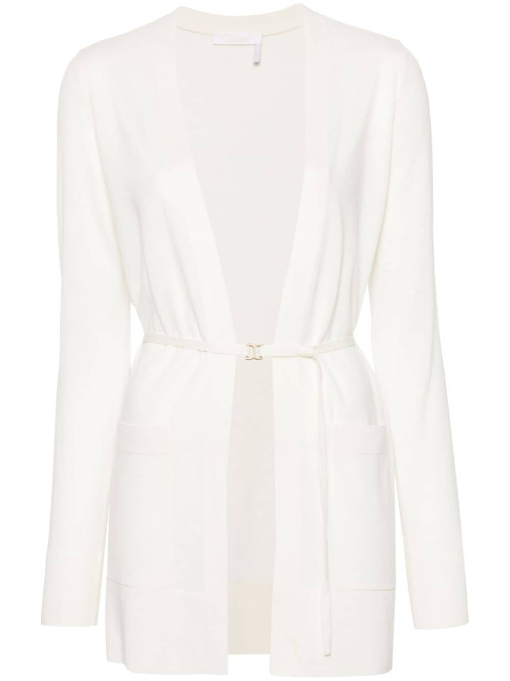 Chloé belted fine-knit cardigan - Neutrals von Chloé