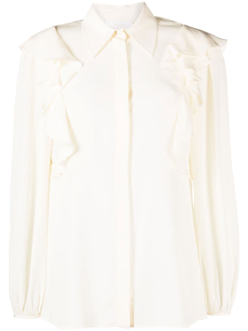 Chloé draped panels bishop-sleeves blouse - Neutrals von Chloé