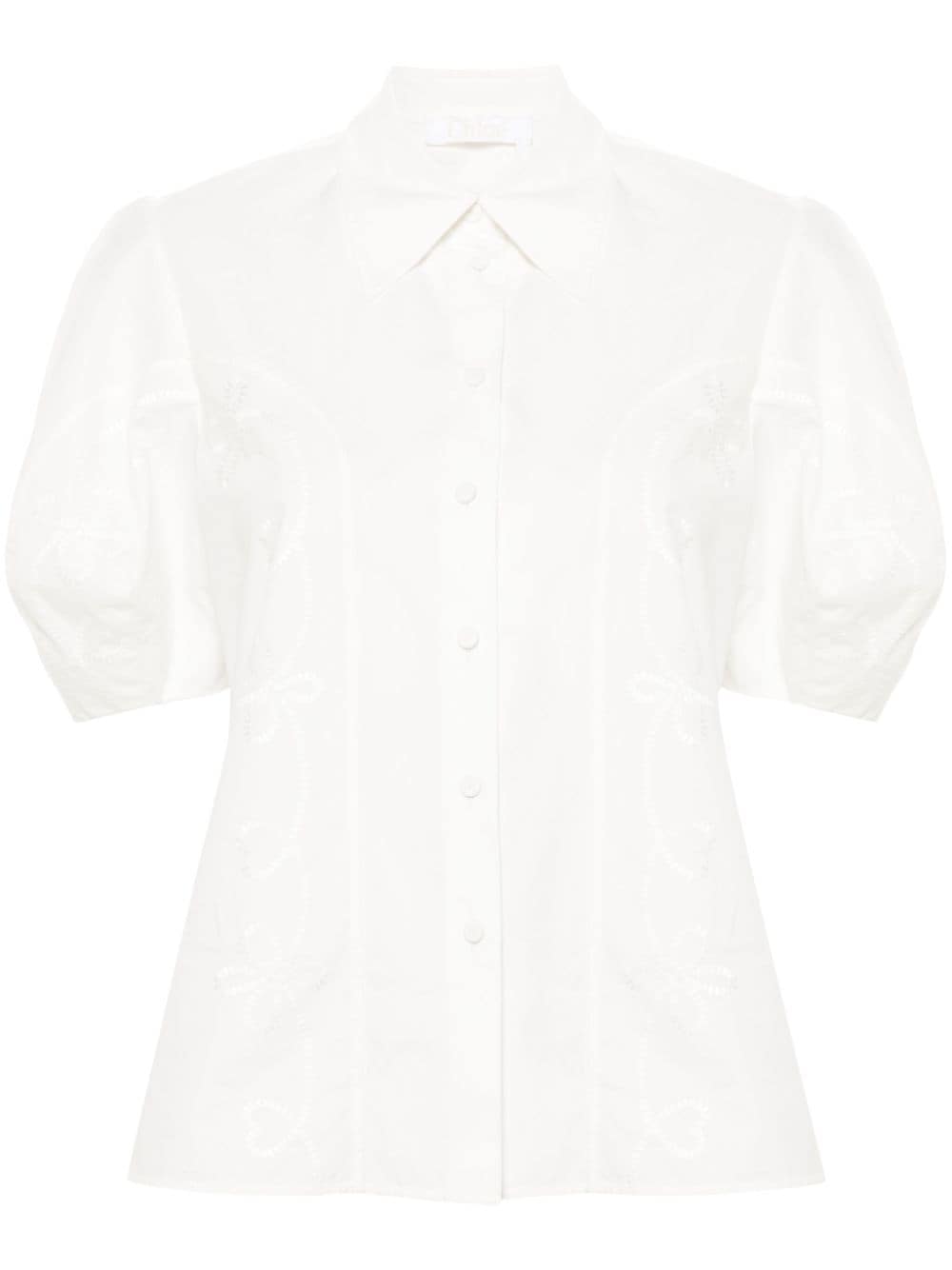 Chloé embroidery-detail poplin shirt - White von Chloé