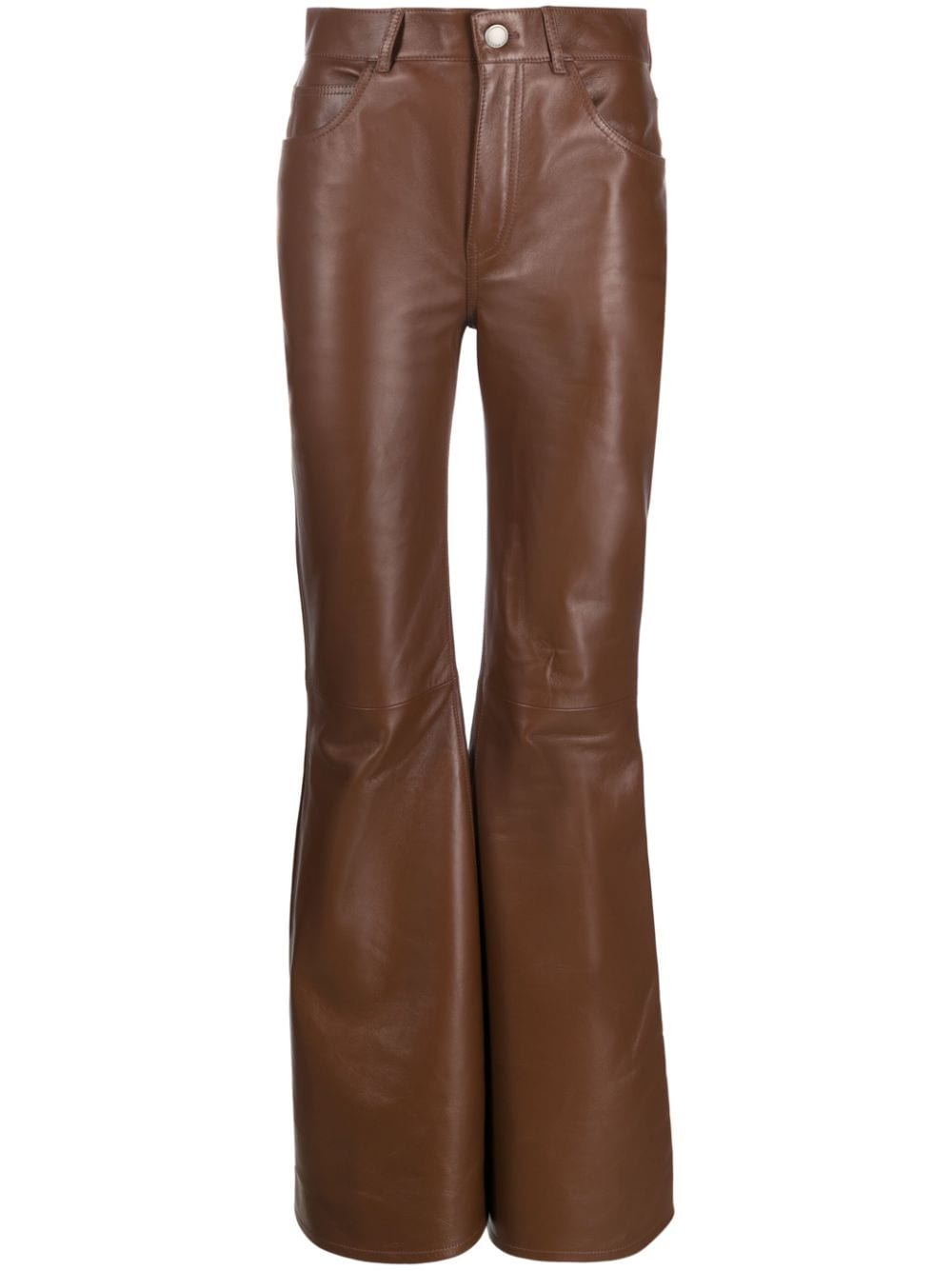 Chloé flared leather trousers - Brown von Chloé