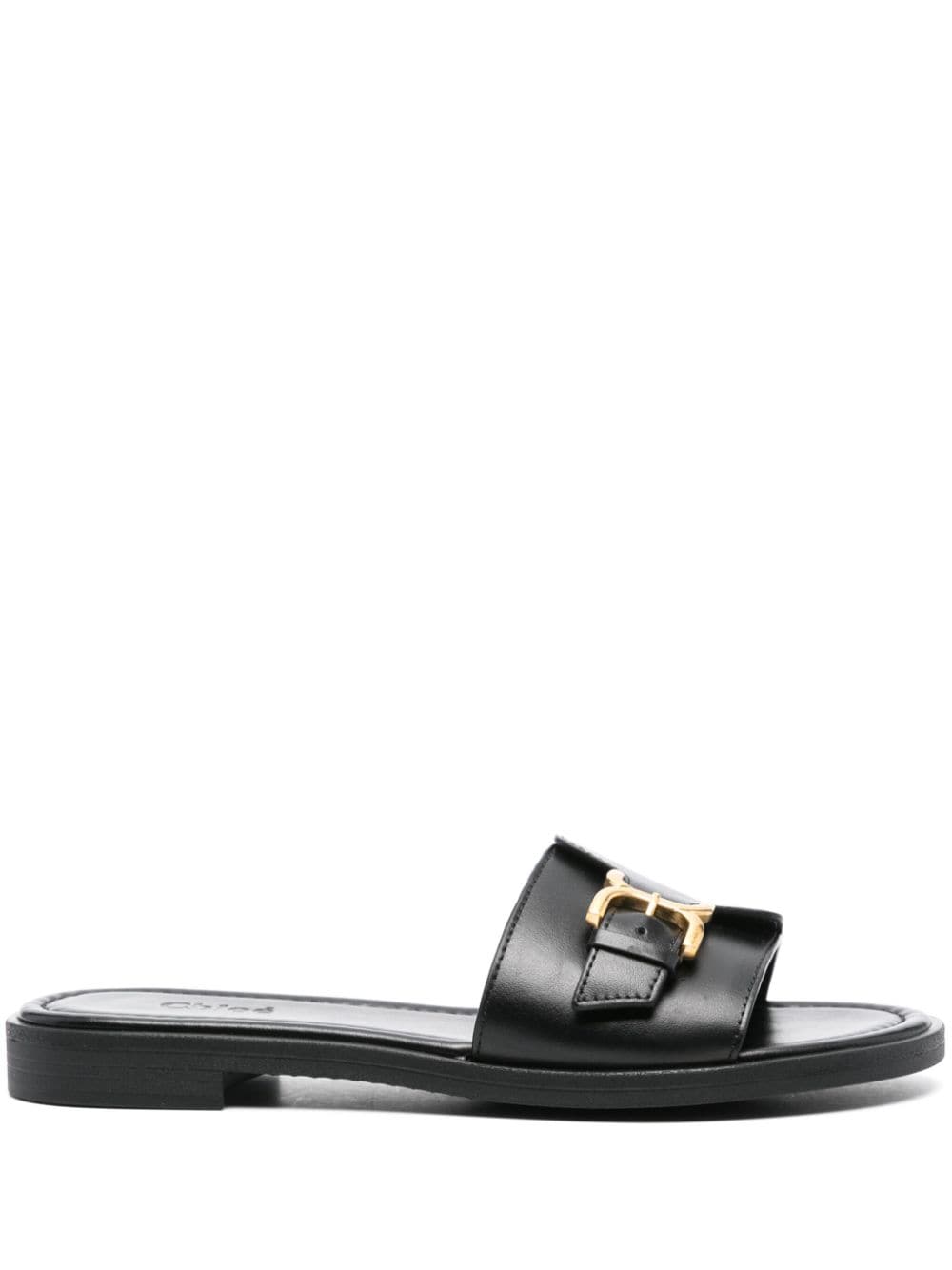 Chloé logo-buckle leather sandals - Black von Chloé