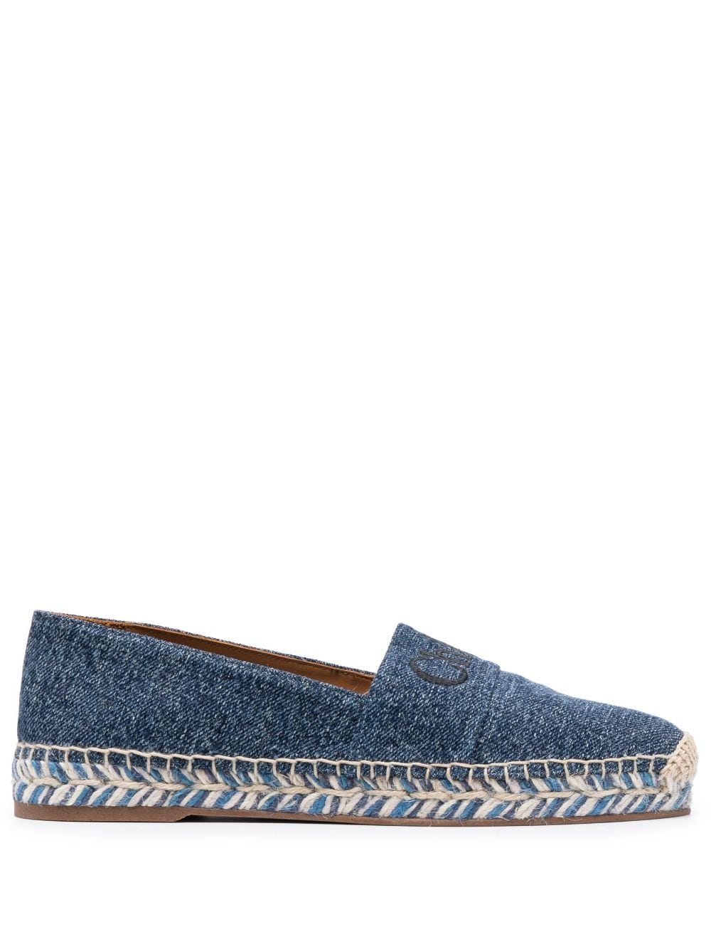 Chloé logo-embroidered flat espadrilles - Blue von Chloé