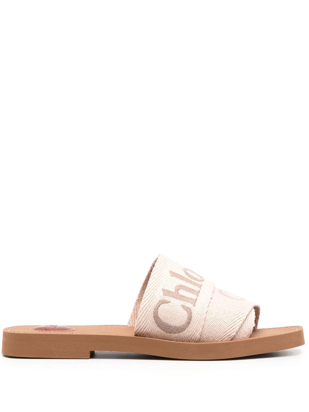 Chloé logo-embroidered slip-on sandals - Neutrals von Chloé