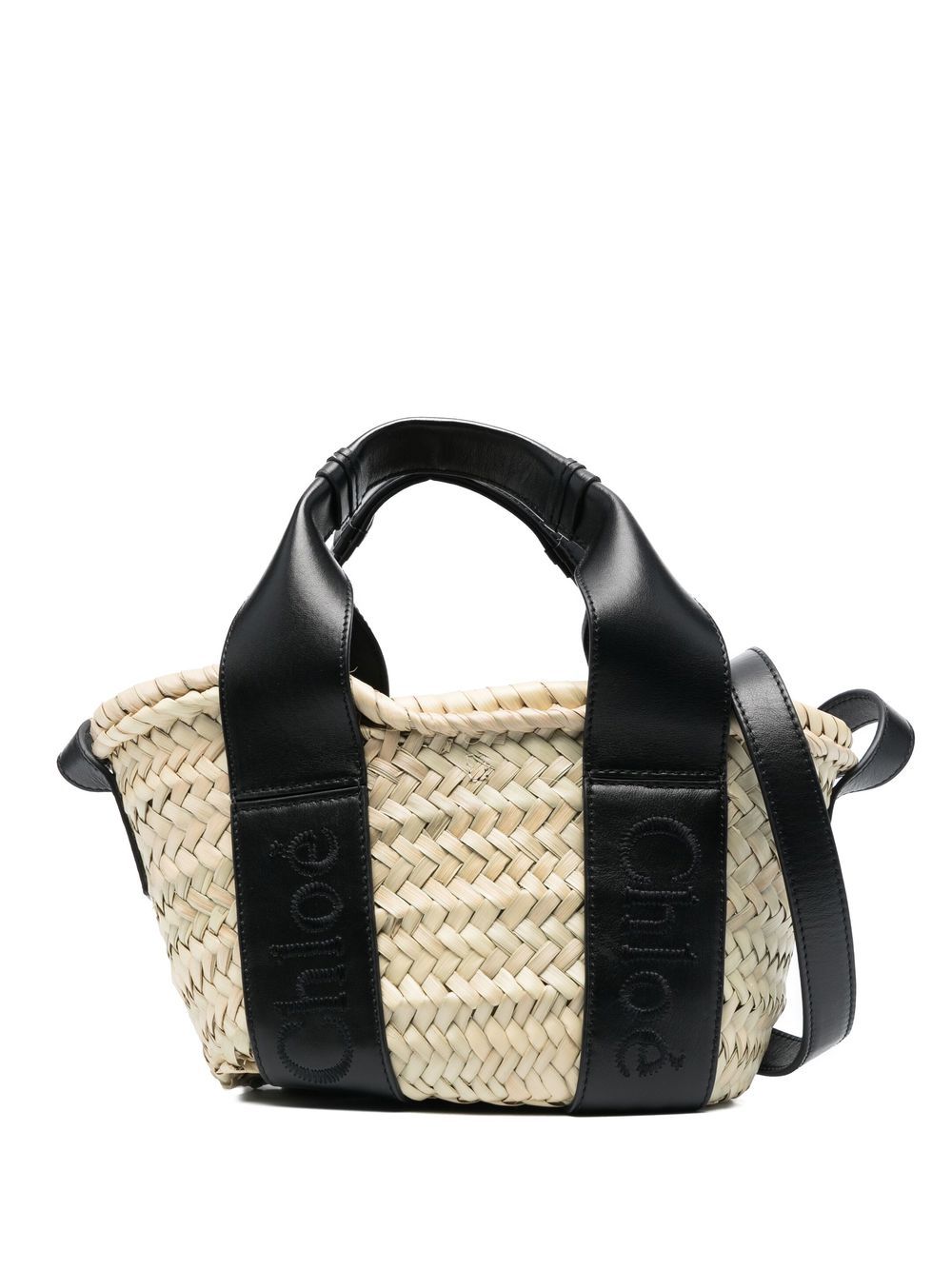 Chloé logo-print raffia tote bag - Neutrals von Chloé