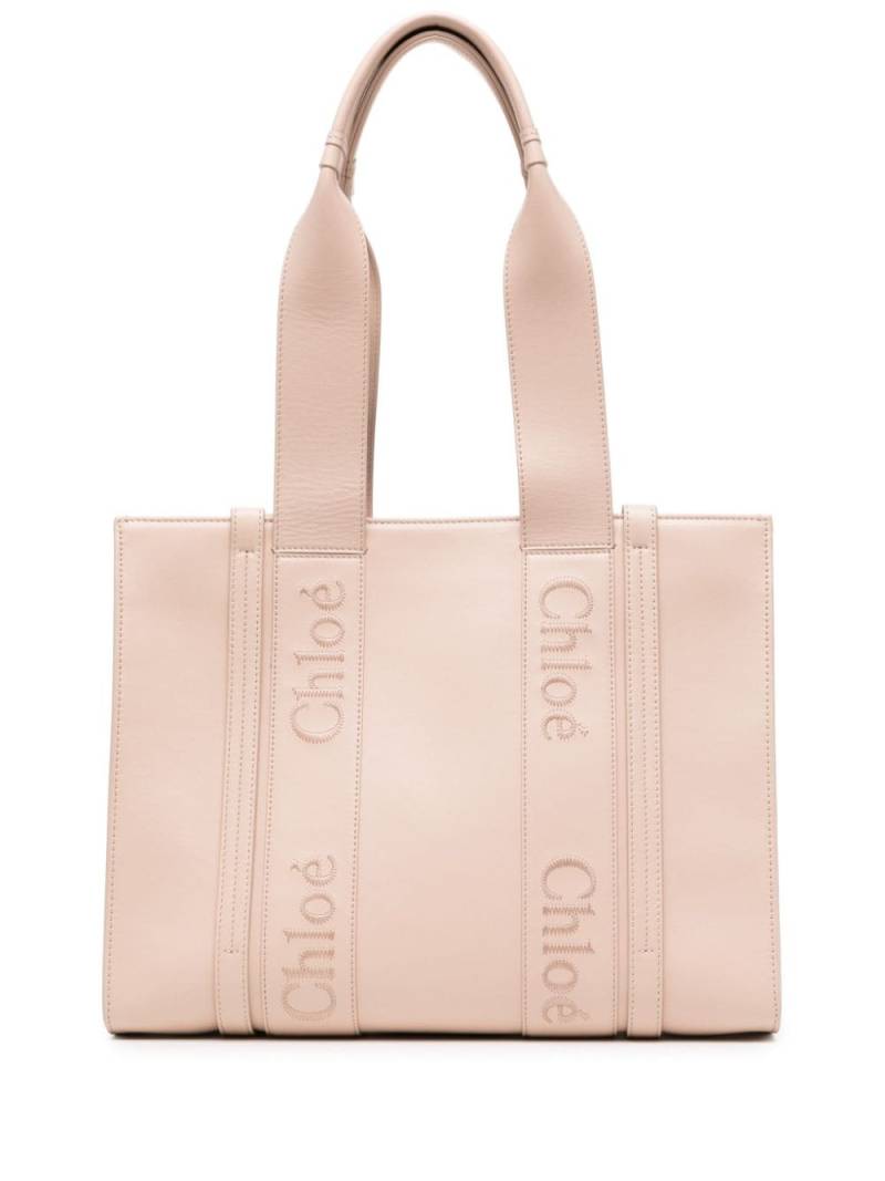 Chloé medium Woody leather tote bag - Pink von Chloé