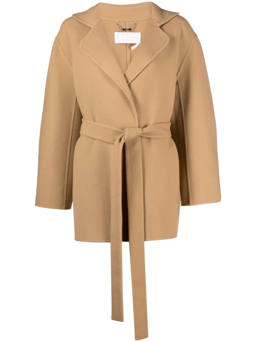 Chloé notch-lapels brushed belted coat - Neutrals von Chloé