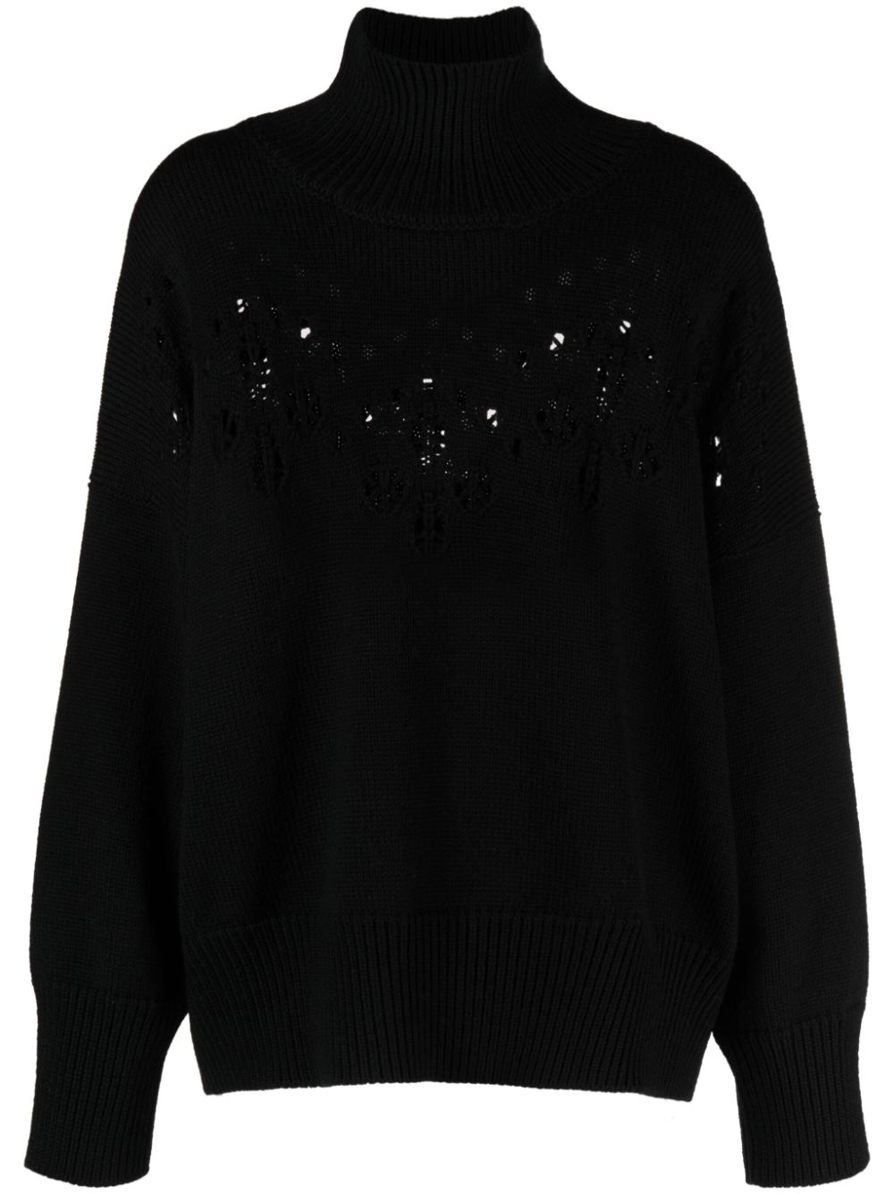 Chloé open-knit roll-neck wool jumper - Black von Chloé