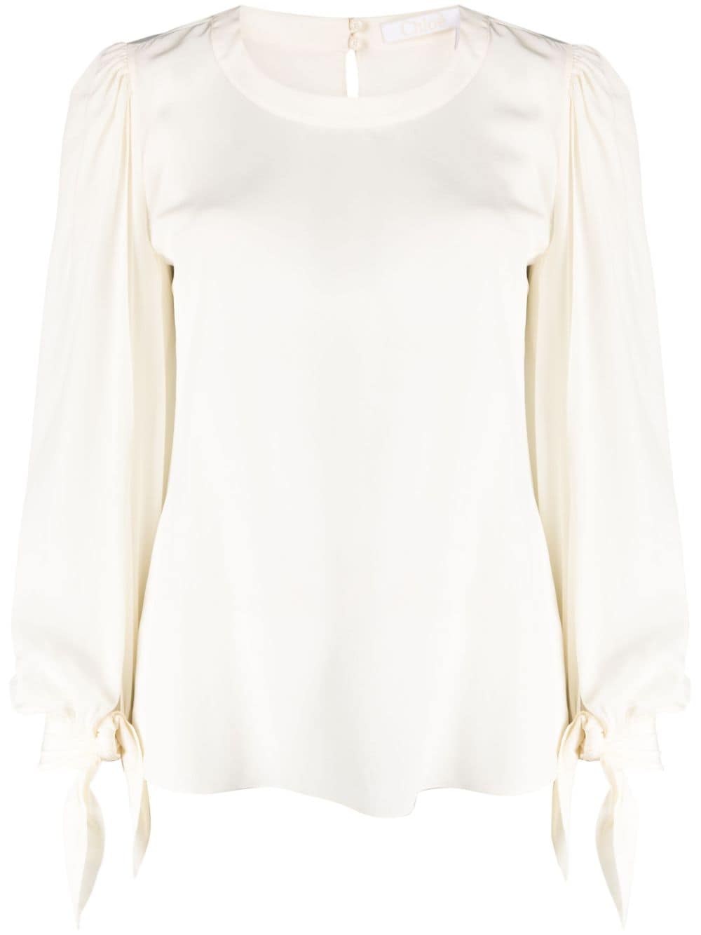 Chloé puff-sleeve organic silk blouse - Neutrals von Chloé