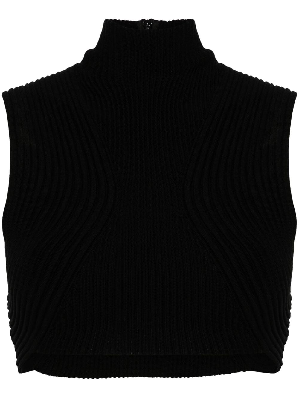 Chloé ribbed-knit wool crop top - Black von Chloé