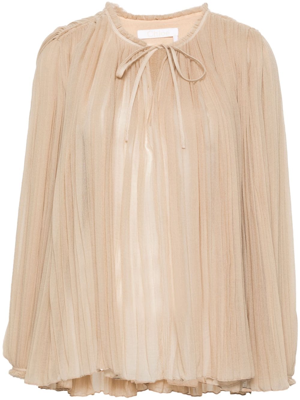 Chloé semi-sheer pleated blouse - Neutrals von Chloé