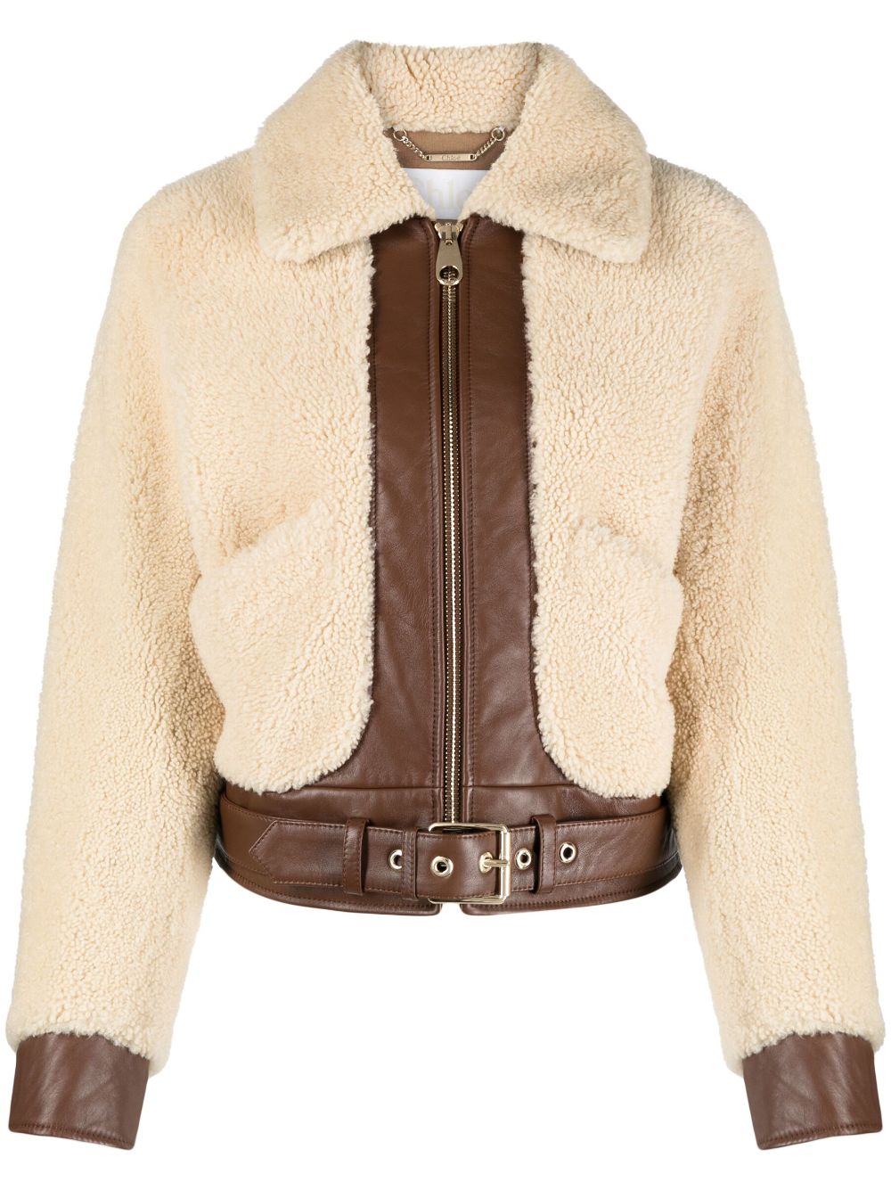 Chloé shearling leather bomber jacket - Brown von Chloé