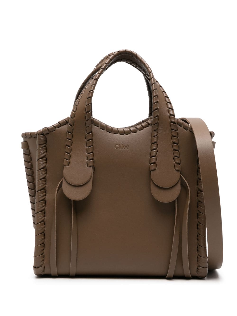 Chloé small Mony leather tote bag - Brown von Chloé