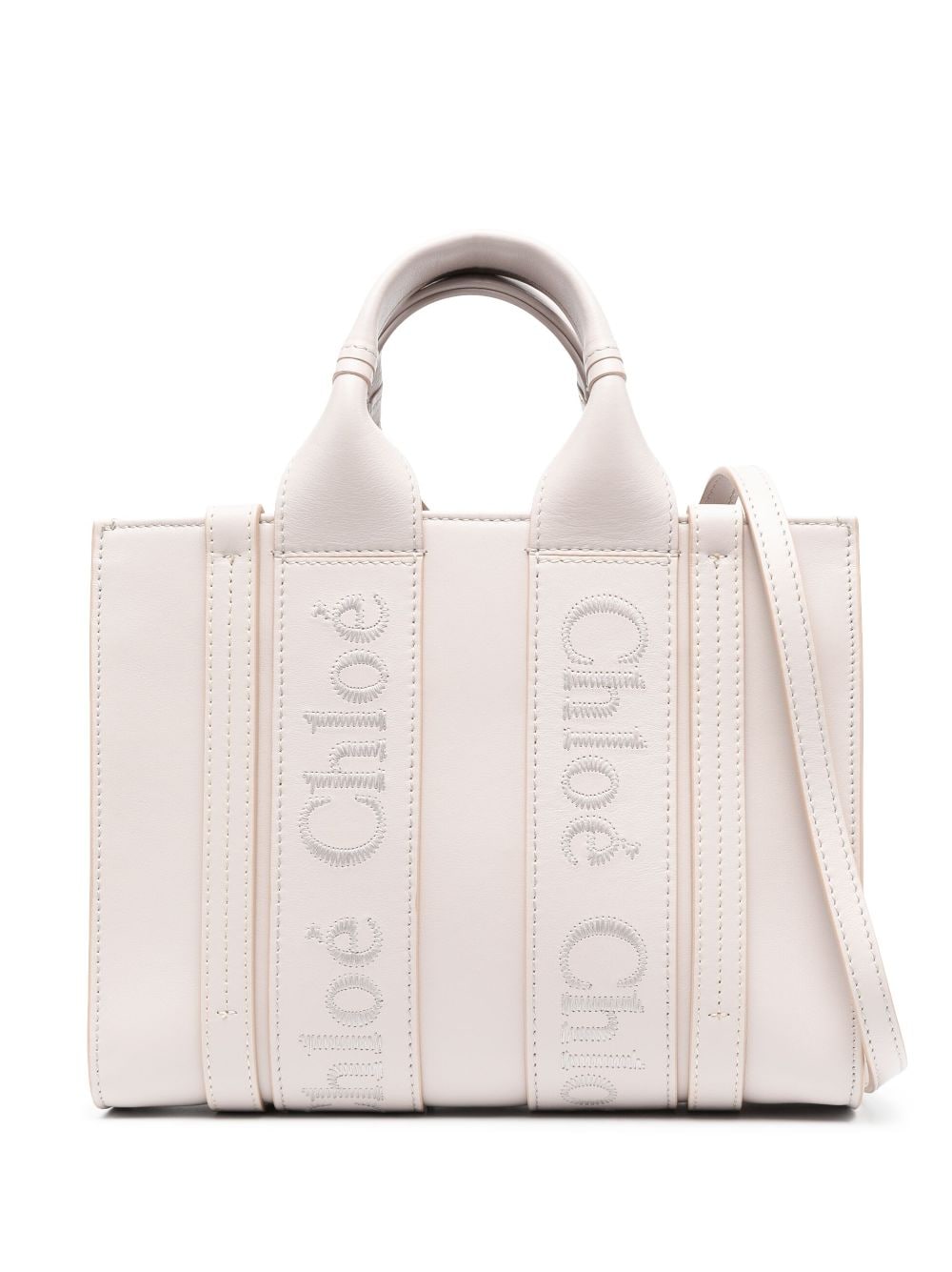 Chloé small Woody leather tote bag - Neutrals von Chloé