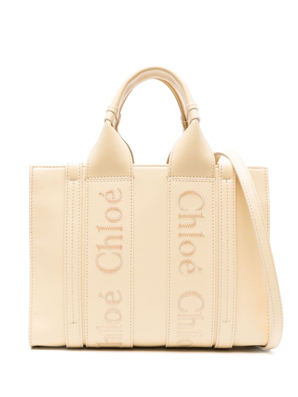 Chloé small Woody leather tote bag - Yellow von Chloé