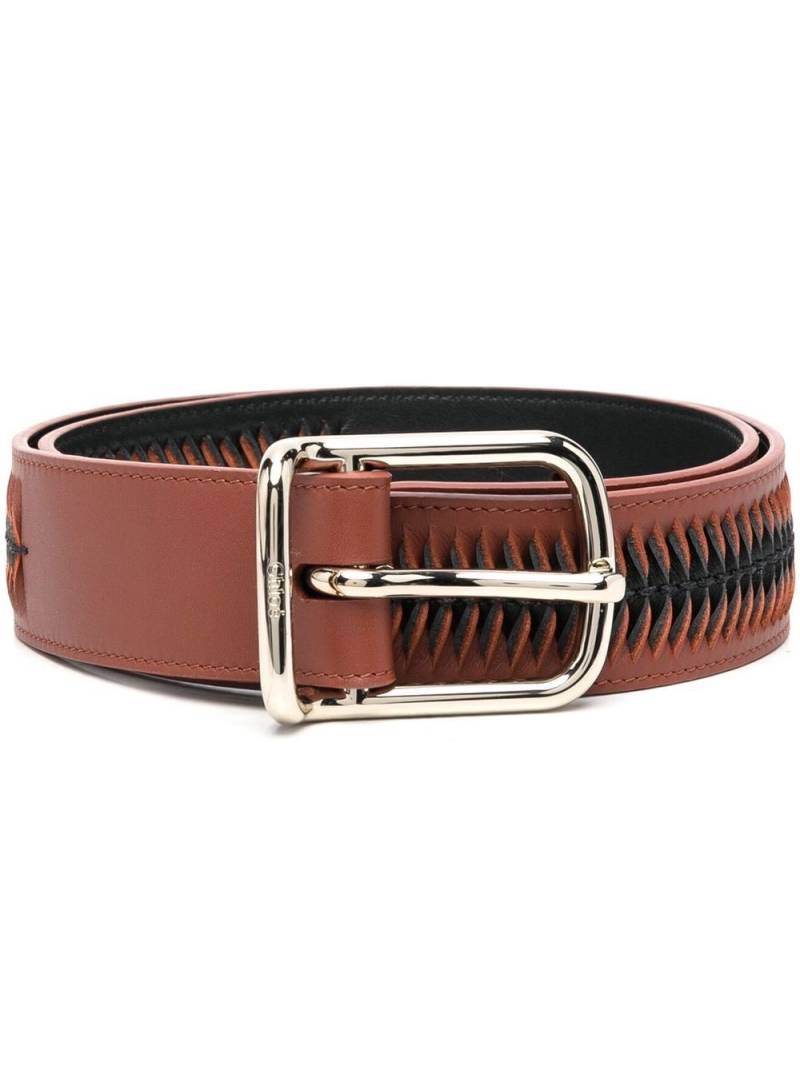 Chloé stitched calf leather belt - Brown von Chloé