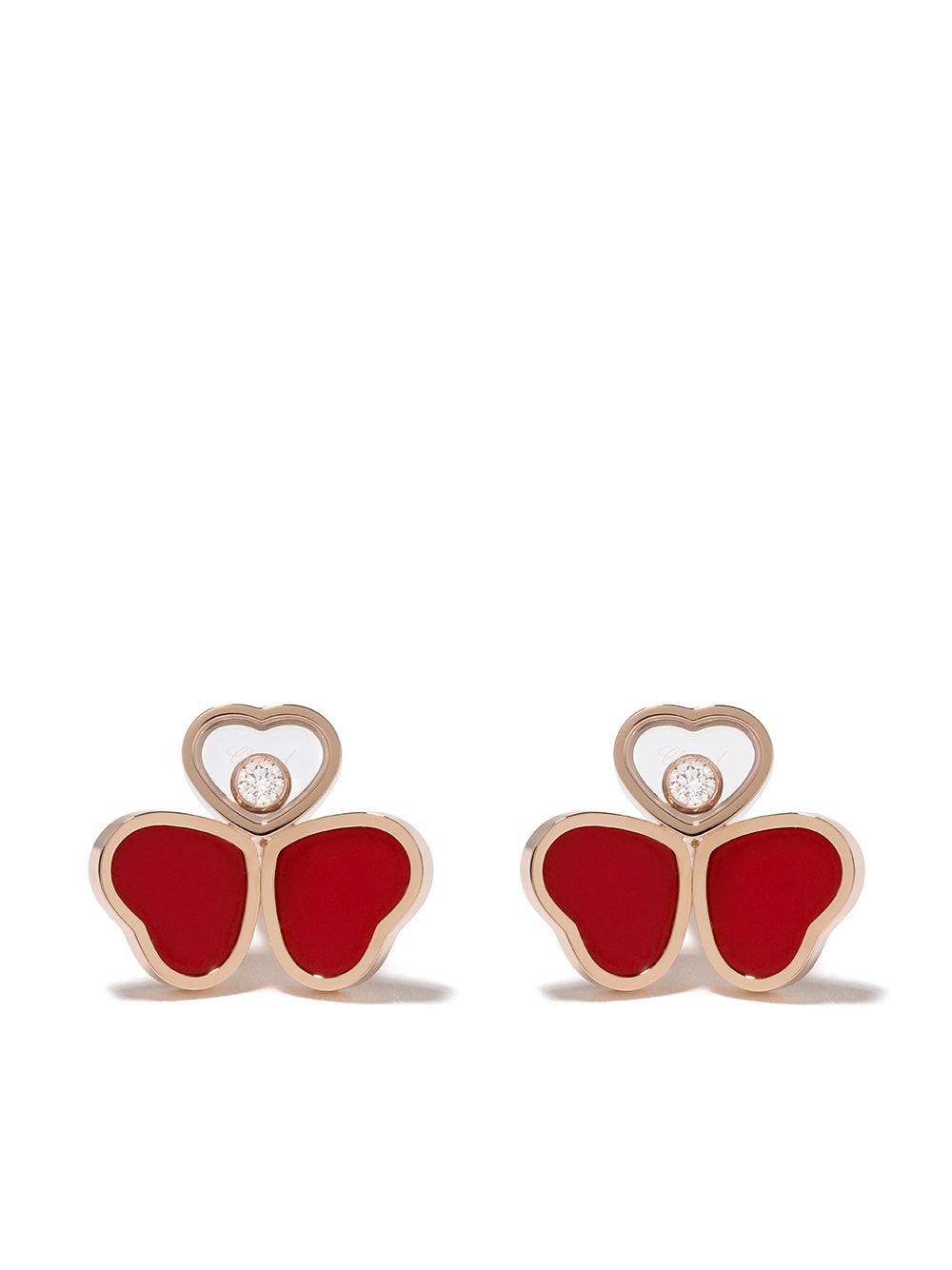 Chopard 18kt rose gold, diamond Happy Hearts earrings - Pink von Chopard
