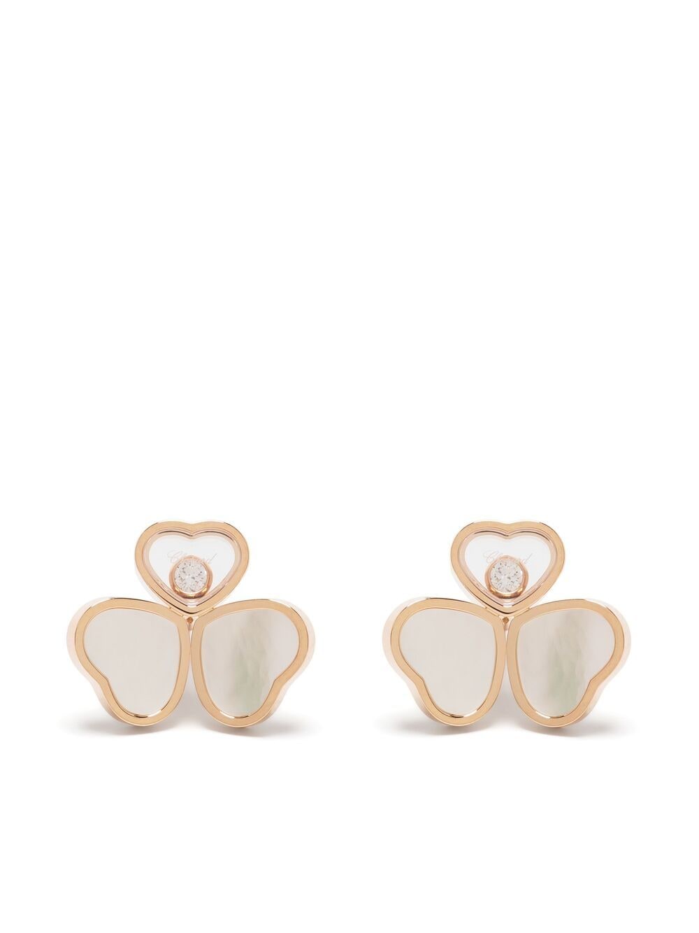 Chopard 18kt rose gold Happy Hearts Wings diamond and mother-of-pearl stud earrings - Pink von Chopard