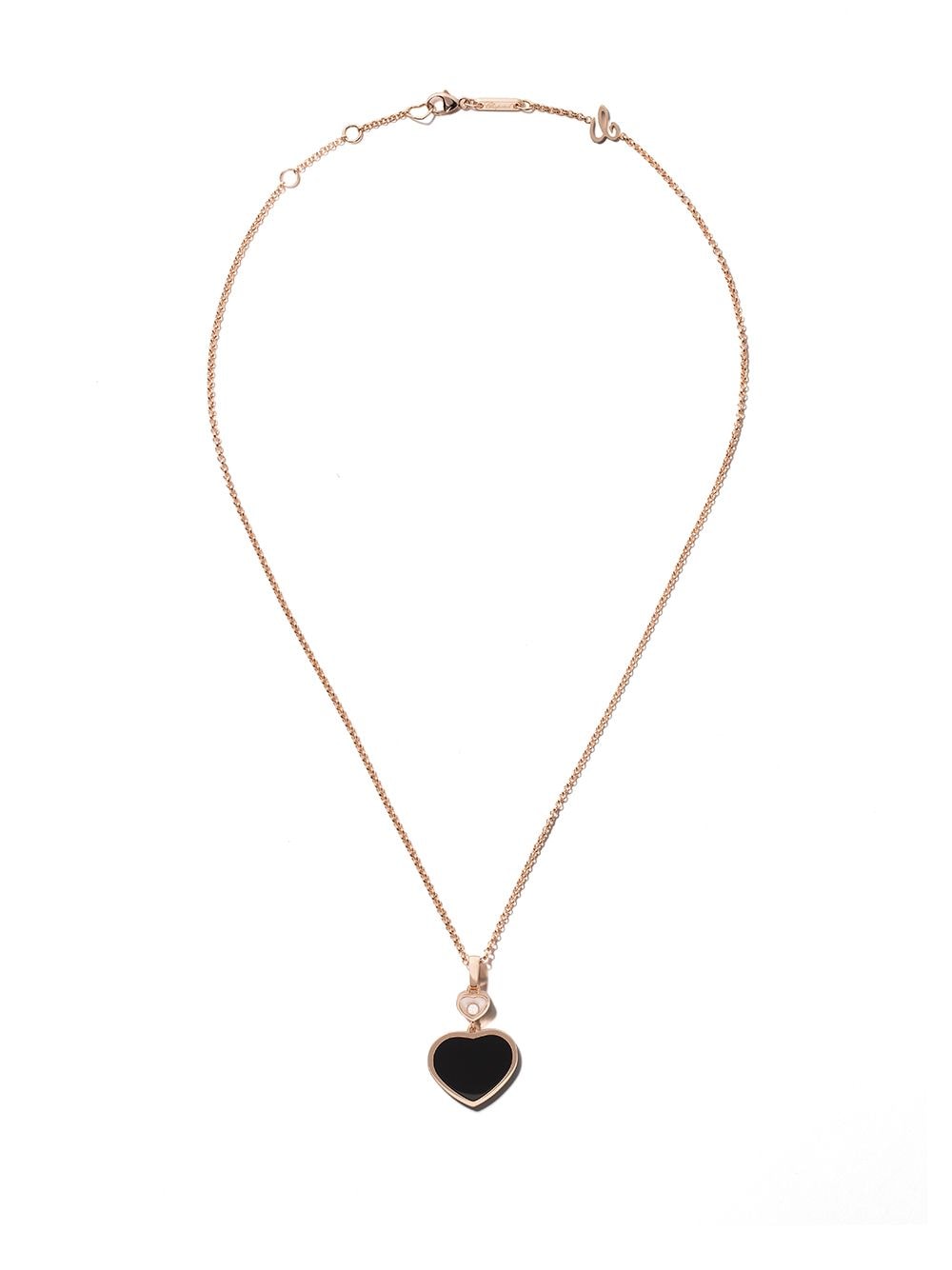 Chopard 18kt rose gold Happy Hearts onyx and diamond pendant necklace - Pink von Chopard