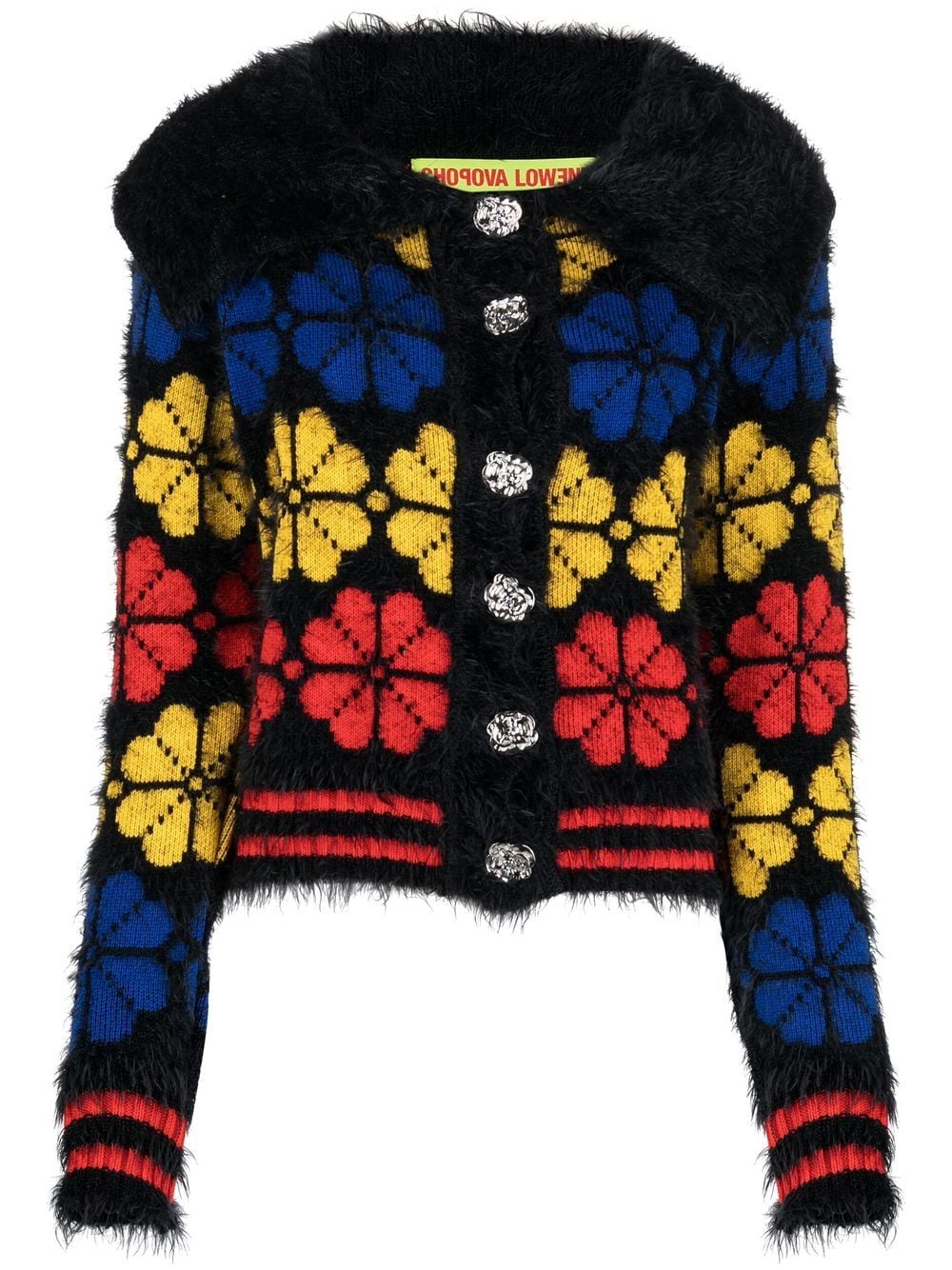 Chopova Lowena Rile floral-jacquard knitted cardigan - Black von Chopova Lowena