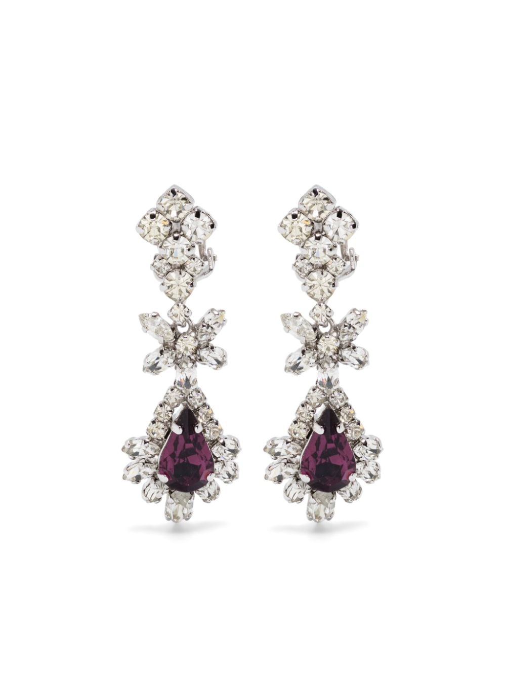 Christian Dior Pre-Owned 1970's Glamour crystal drop clip-on earrings - Purple von Christian Dior Pre-Owned