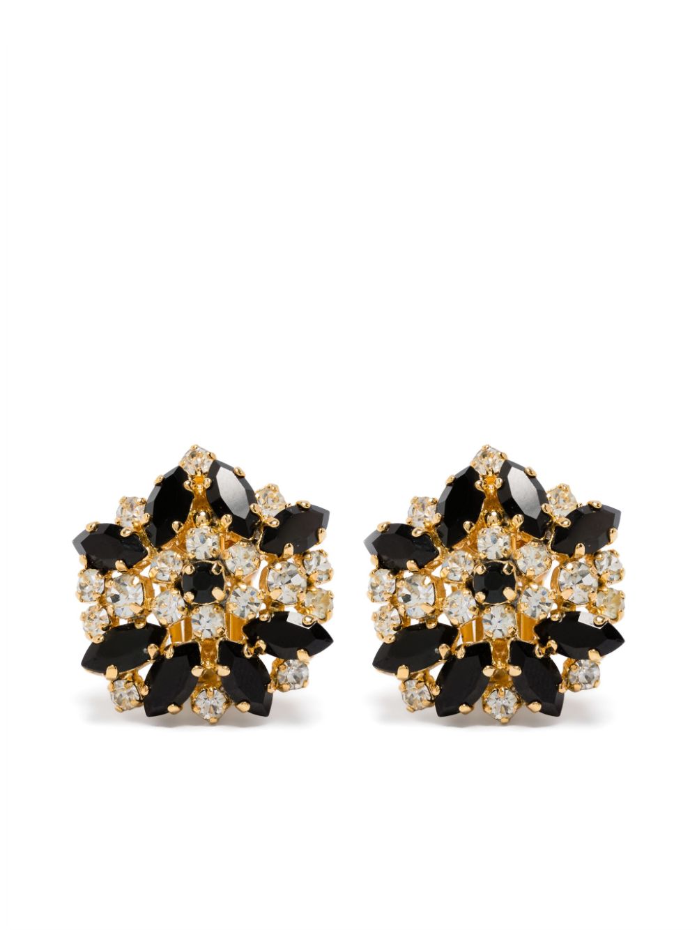 Christian Dior Pre-Owned 1970's crystal Flower clip-on earrings - Gold von Christian Dior Pre-Owned