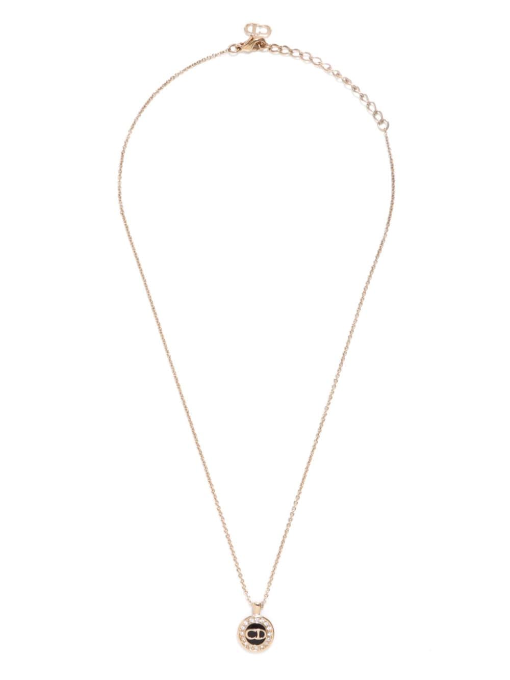 Christian Dior Pre-Owned CD rhinestone logo-pendant necklace - Gold von Christian Dior Pre-Owned