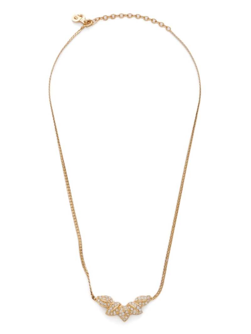 Christian Dior Pre-Owned herringbone chain rhinestone-embellished pendant necklace - Gold von Christian Dior Pre-Owned