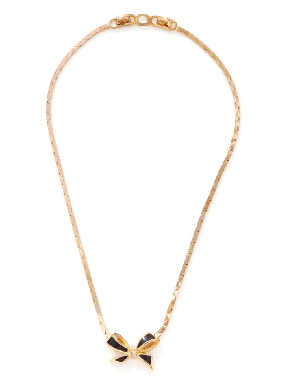 Christian Dior Pre-Owned ribbon-pendant necklace - Gold