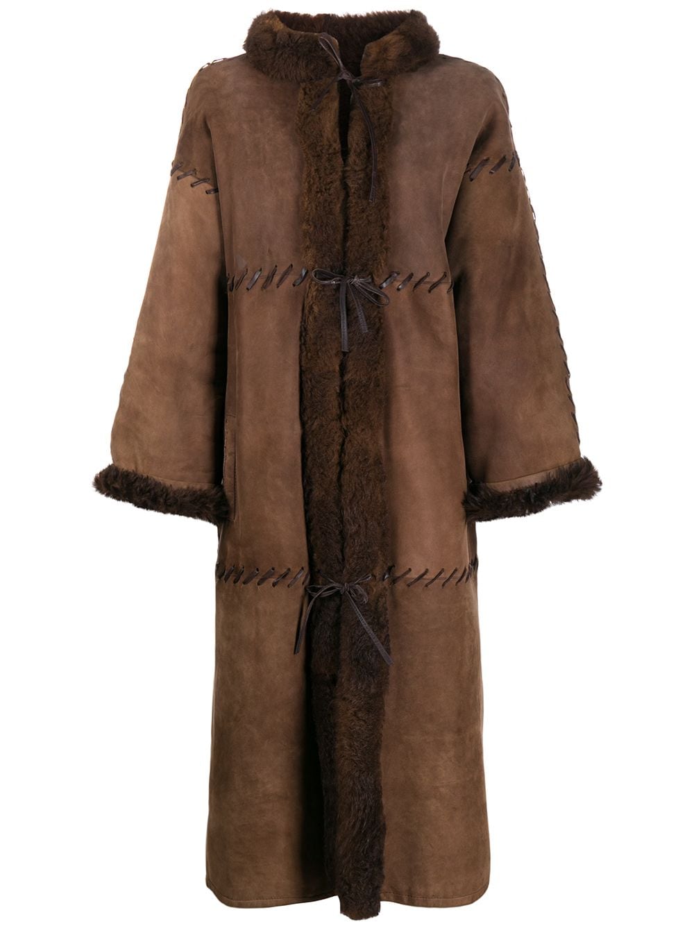 Christian Dior 1980s pre-owned sheepskin midi coat - Brown von Christian Dior