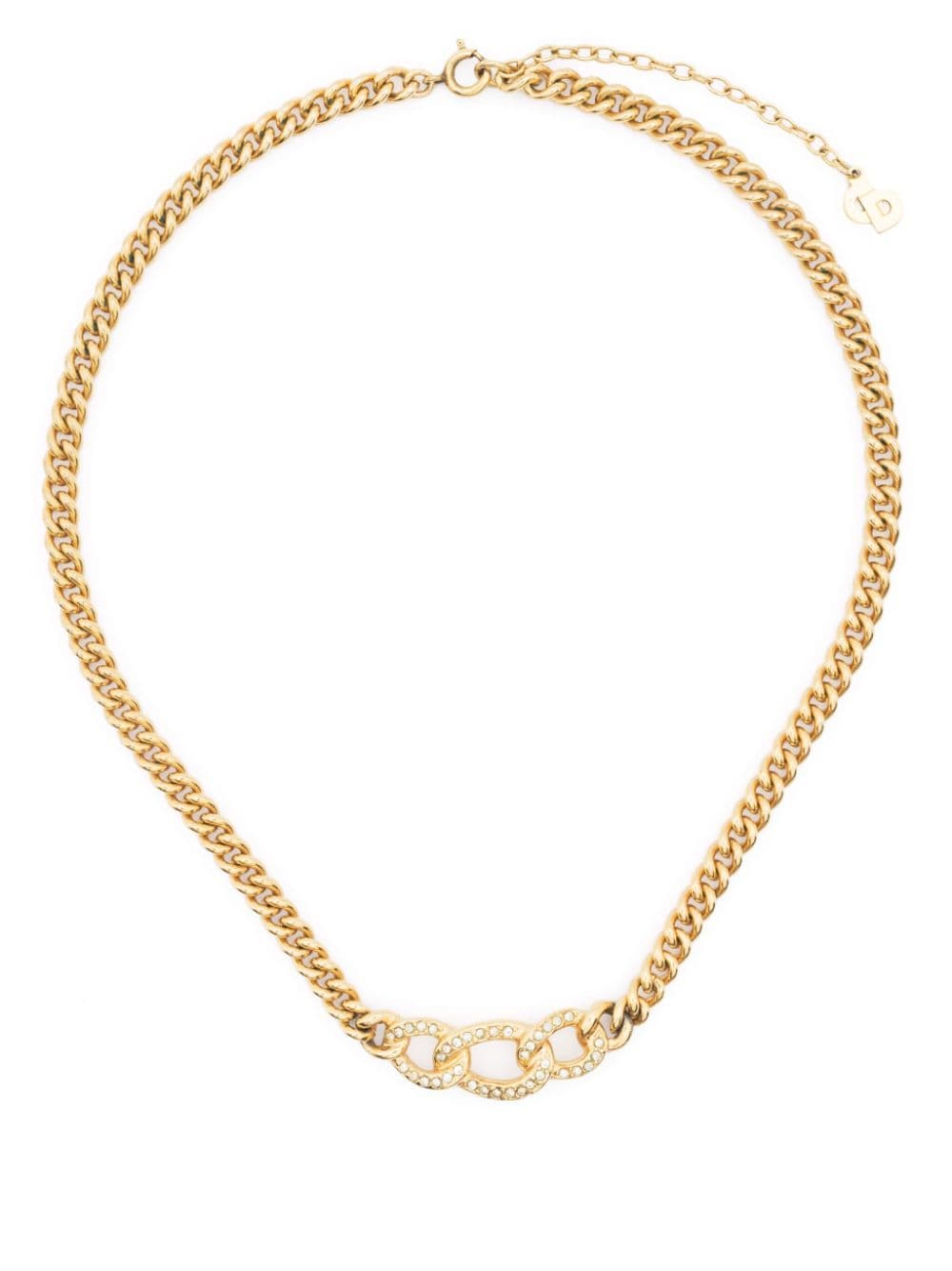 Christian Dior Pre-Owned 1990s crystal-embellished curb chain necklace - Gold von Christian Dior Pre-Owned