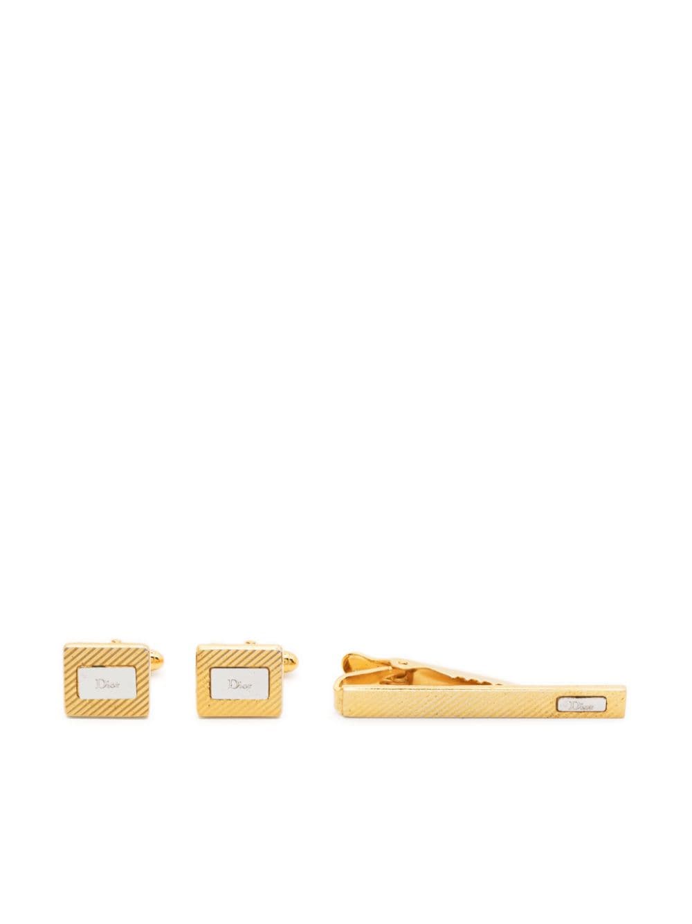 Christian Dior Pre-Owned 1990s logo-engraved tie clip and cufflinks set - Gold von Christian Dior Pre-Owned