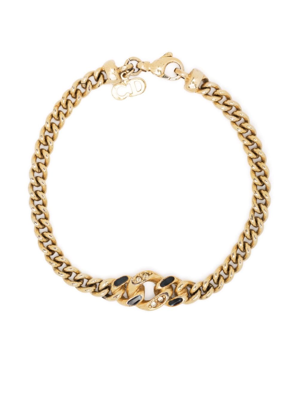 Christian Dior Pre-Owned 1990s rhinestone-embellished chain bracelet - Gold von Christian Dior Pre-Owned