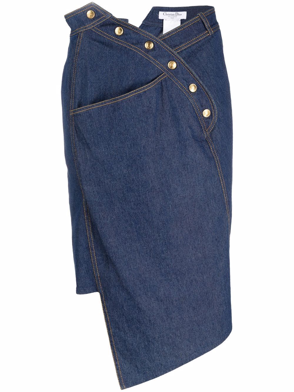 Christian Dior 2000s pre-owned asymmetric denim skirt - Blue von Christian Dior
