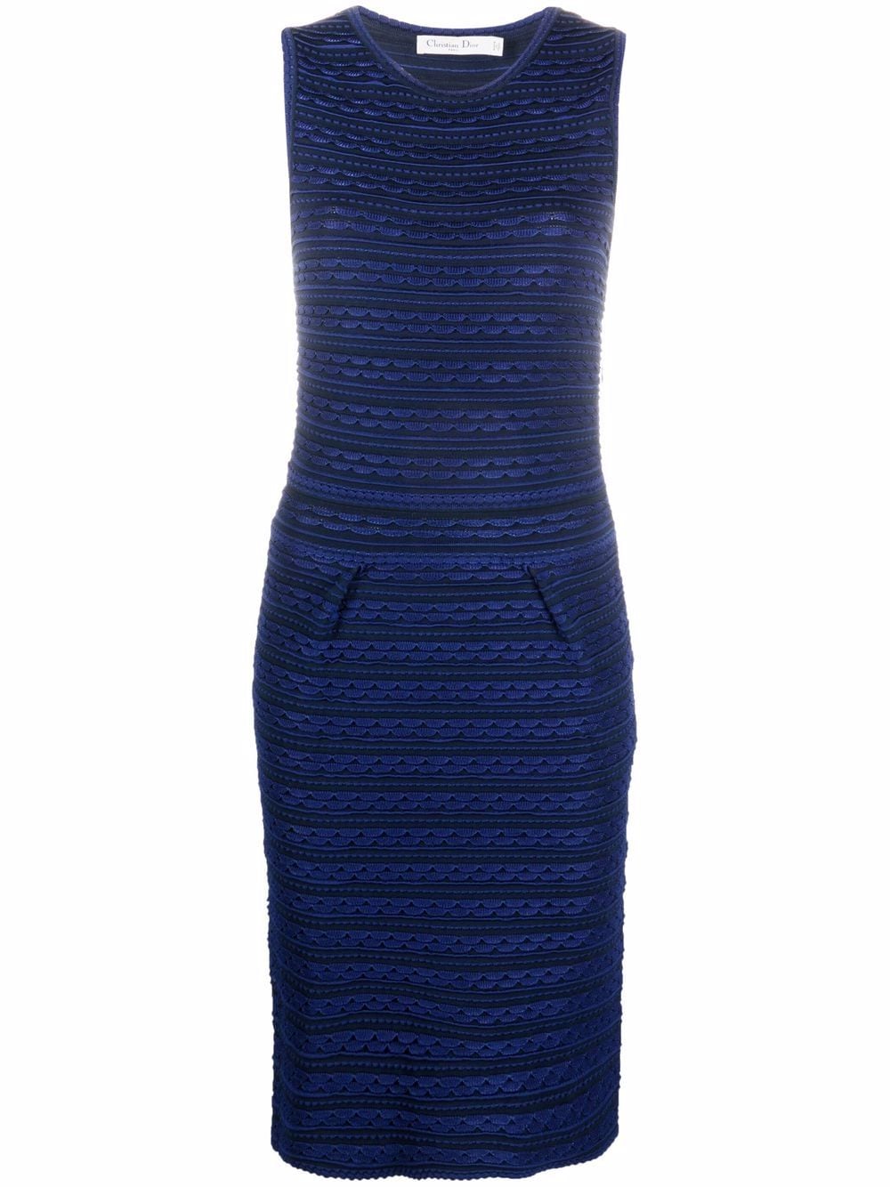 Christian Dior 2010s pre-owned scalloped effect knitted dress - Blue von Christian Dior