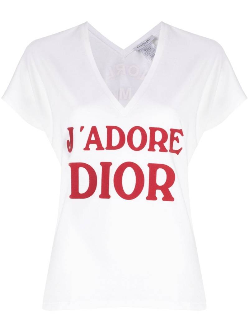 Christian Dior Pre-Owned 2003 J'Adore Dior V-neck T-shirt - White von Christian Dior Pre-Owned